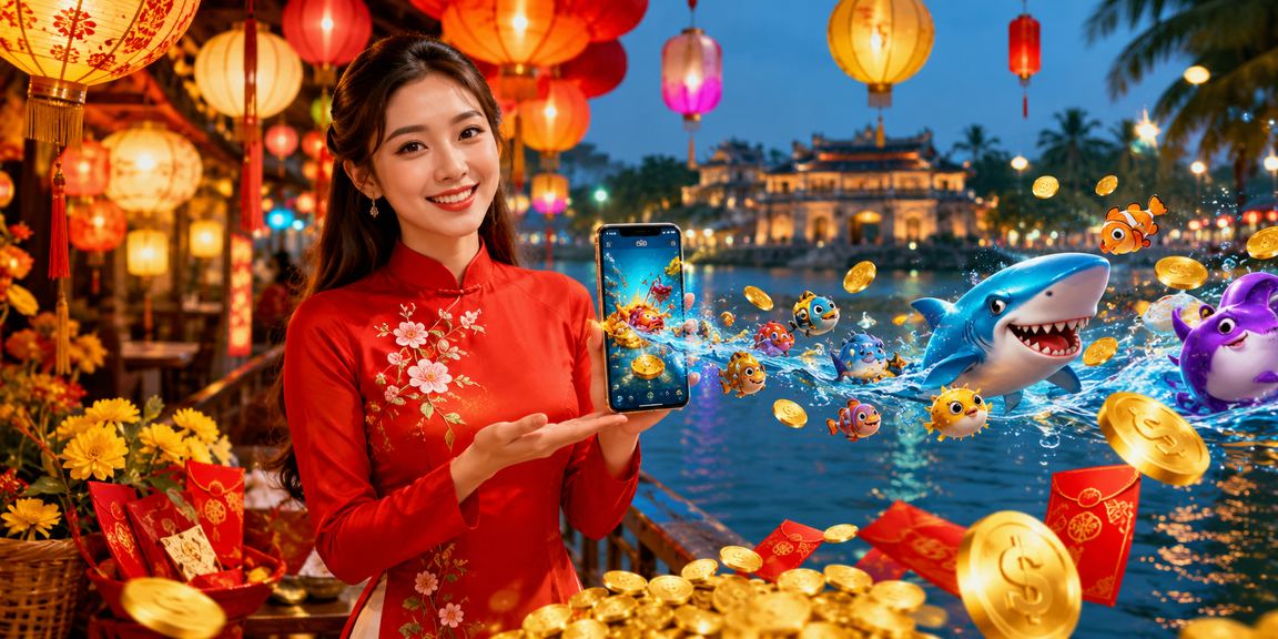 Trò chơi cá cược bản địa với hình ảnh bến cảng và trang phục áo dài truyền thống tại Huế